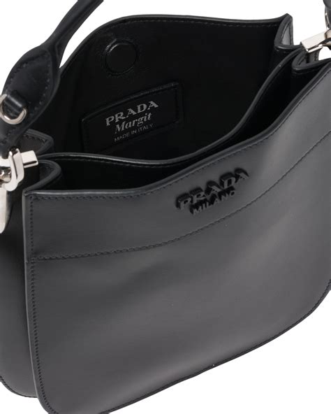 prada city calfskin small red margit bag black|Black Small Leather Prada Margit bag .